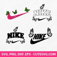 four different nike logos with butterflies on them