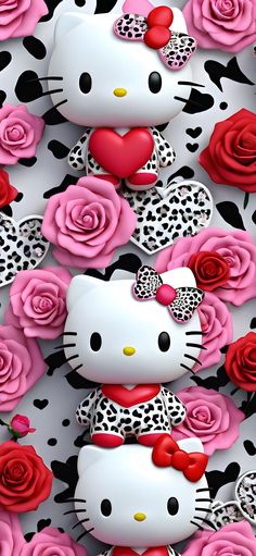 hello kitty wallpaper with roses and hearts