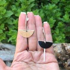 sterling silver Modernist Earrings Modernist Earrings, Dangle Hoop Earrings, Moonstone Earrings, Sapphire Earrings, Natural Sapphire, Handmade Sterling Silver, Statement Jewelry, Jewelry Earrings Dangle, Arrow Necklace