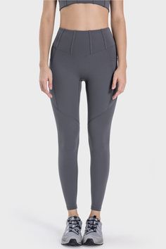 Maximize your workouts with our Pocketed High Waist Active Leggings. Made with high quality fabric, these leggings provide a comfortable and supportive fit. The high waist design offers a flattering silhouette while the pockets provide convenience. Perfect for any active lifestyle. Features: Basic style Stretch: Moderate stretch Material composition: 80% nylon, 20% spandex Care instructions: Machine wash cold. Tumble dry low. Imported Size Bottom Length Waist HIP 4 33.1 22.4 28 6 33.9 24 29.5 8 Gray High Waist Compression Bottoms, Functional Full-length Tights With Wide Waistband, High-waist Breathable Gray Bottoms, High Waist Gray Breathable Bottoms, Gray High-waist Breathable Bottoms, High Waist Gray Leggings For Gym, Gray High Waist Leggings For Gym, Gray Compressive High Waisted Pants, Compressive High-waisted Gray Pants