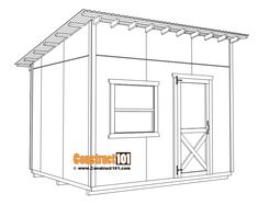 a drawing of a small shed with the door open