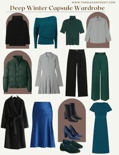 Deep Winter Capsule Wardrobe, Cool Winter Palette, Deep Winter Palette Outfits, Cool Winter Color Palette, Deep Winter Palette, Deep Winter Colors, Winter Palette, Capsule Wardrobe Women, Color Outfits