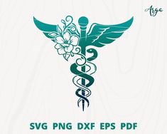 a stethoscope with flowers on it and the words svg png dxf eps