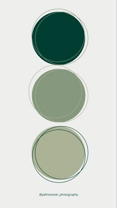 three different shades of green on a white background