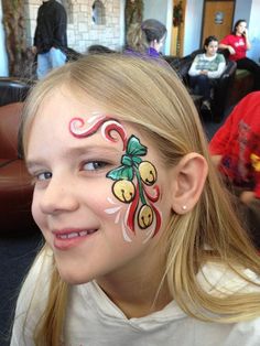 AmaDazzle Arts (Christina Kerr Davidson) || holiday bells Winter Face Paint Ideas, Face Painting For Adults, Painting For Adults