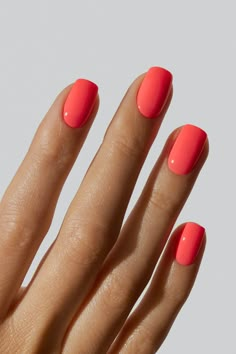 Fresh yet tangy and always ripe for the picking. This colour is bursting with flavour. A vibrant, bright coral pink. May Nails 2024 Trends, Coral Nails, Nagel Tips, Colorful Nails, Neutral Nails, Manicure Y Pedicure