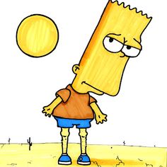 a drawing of a cartoon character with an orange ball in the air above his head