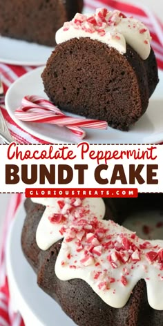 Satisfy your sweet tooth with this Chocolate Peppermint Bundt Cake, perfect for your Christmas dessert recipes! Rich and moist, this cake is topped with peppermint and white chocolate coating, making it a festive favorite for any holiday gathering! Chocolate Peppermint Bundt Cake, Peppermint Bundt Cake, Christmas Bundt Cake, Chocolate Peppermint Cake, Peppermint Crunch, Peppermint Dessert, Peppermint Cake, Chocolate Bundt, Peppermint Hot Chocolate