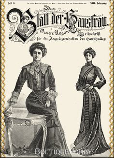 "Vintage german catalog - Blatt der Hausfrau 1902-3 with Patterns Instant Digital Download ONLY. All catalog files are located on Google Drive, you will receive a download link with the listing purchase. No physical item will be shipped Language: GERMAN Please notice that 19thC graphics were printed in a more primitive way than today so images and lines aren't as sharp as modern ones. This is a digital home copy of a very rare German magazine. Please note that this magazine and patterns are in G 1902 Fashion, Edwardian Dress Pattern, 1910s Fashion, Popular Magazine, Edwardian Dress, Victorian Clothing, Edwardian Era, Patterned Sheets, Historical Dresses