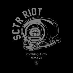 the logo for star riot clothing and co, mmxvii on a black background