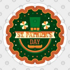 st patrick's day badge with shamrocks on it