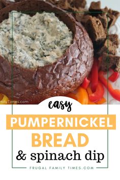 an easy pumpkin bread and spinach dip recipe with the words easy pumpkin bread and spinach dip