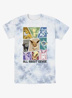 Pokemon Eeveelution Tie-Dye T-Shirt Pokemon Graphic, Pokemon Shirt, Pokemon Champions, Anime Tees, Tops Graphic, Tie Dye T Shirts, Dye T Shirt