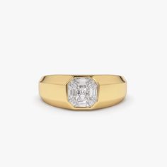 Diamond Ring / 14k F Color VVS Clarity 1.50 Ctw Look Asscher - Etsy Pinky Ring Diamond, Men Pinky Ring, Pinky Ring Gold, Diamond Rings For Men, Diamond Pinky Ring, Men's Engagement Rings, Floating Diamond Necklace, Diamond Ring Gold, Jewelry 2023