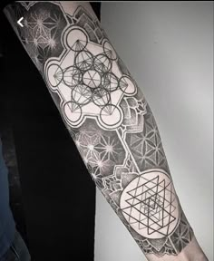 a person with a black and white tattoo on their arm