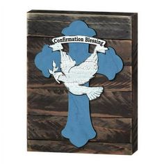 a wooden box with a dove on it and the words,'congregation blessing '