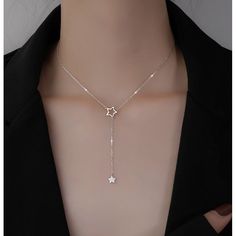 Charming 925 Sterling Silver Star Choker Necklace - Silver / 40cm/16, #jewelrycustom #jewelry #kalungnama #kalung #kalungnamasilver #kalungkorea #necklace Charming Woman, Star Choker, Party Necklace, Charm Necklace Silver, Charm Necklaces