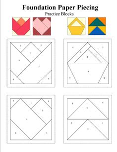 four different shapes and sizes of paper with the words foundation paper piecing