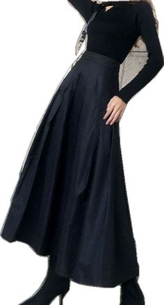 Winter Evening Maxi Skirt, Party Maxi Skirt With Folds, Stretch Skirt With Folds, Winter Black Pleated Skirt, Black Long Skirt With Folds, Black Party Skirt With Folds, Black Flared Skirt With Pleated Hem, Long Party Skirt With Folds, Party Black Gathered Maxi Skirt