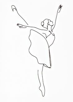 a black and white drawing of a ballerina