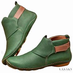 Lasaky - Premium Cotton Ankle Boots by Jiuti Soft Boots, Casual Ankle Boots, Low Heel Wedges, Wedge Heel Boots, Orthopedic Shoes, Buckled Flats, Winter Ankle Boots, Ankle Boots Flat, Round Leather