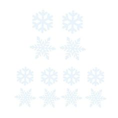 several snowflakes are shown on a white background