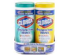 two clorox disinfecting wipes are sitting next to each other