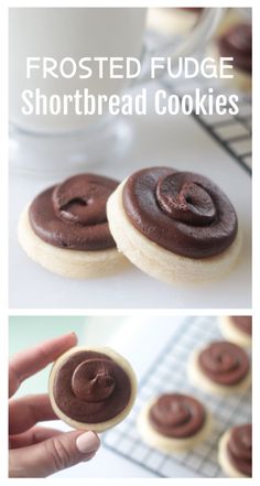 chocolate frosted fudge shortbread cookies on a cooling rack