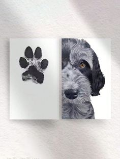 a dog's paw is shown next to an animal print