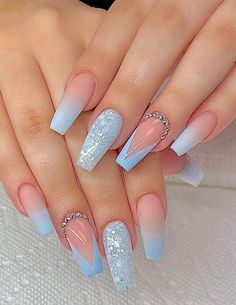 Blue Acrylic Nails, Cute Acrylic Nail Designs, Her Nails, Pretty Nail Designs, Blue Nail, Coffin Nails Long, Acrylic Nails Coffin Short, Summer Acrylic Nails, Summer Nails Colors