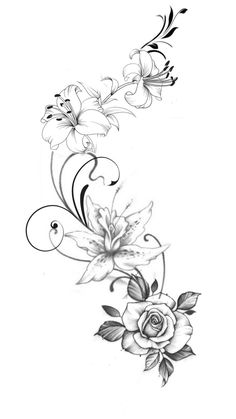 a black and white flower tattoo design