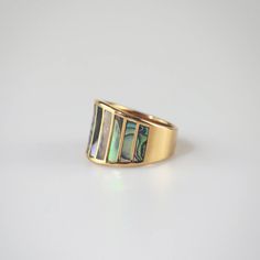 Striped Mother of Pearl Ring - Abalone Ring Sizing Chart, Mother Of Pearl Ring, Pearl Rings, Elegant Accessories, Brass Jewelry, Original Gift, Ring Collections, Handmade Design, Pearl Ring