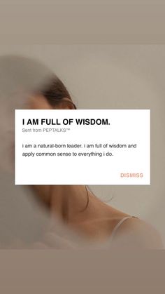 a woman's profile is shown with the words i am full of wisdom on it