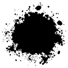 black ink splattered on white paper with space in the center for text or image