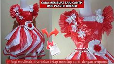 Baju Fashion Show, Recycled Dress, Plastic Dress, Paper Wall Hanging, Wall Hanging Crafts, Diy Dress, Diy Flowers, Toddler Activities, Diy And Crafts