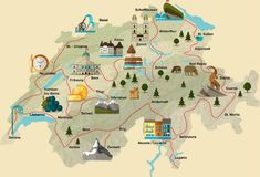 a map of germany with all the towns and major attractions in it, including some buildings