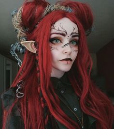 Fantasy Makeup Looks Easy, Elf Markings, Elf Makeup Looks Halloween, Elf Oc, Fae Costume, Extreme Make-up