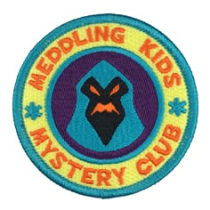 the wedding kids'mystery club logo is shown in blue, yellow and orange colors