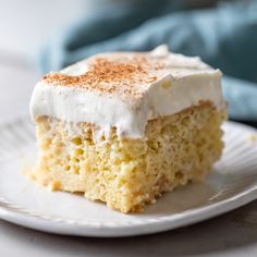 a piece of cake sitting on top of a white plate