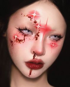 source : @aryaflare (INSTAGRAM) Vampy Makeup, Witch Makeup, Graphic Makeup, Fall Makeup Looks, Red Makeup, Unique Makeup, Dope Makeup, Edgy Makeup