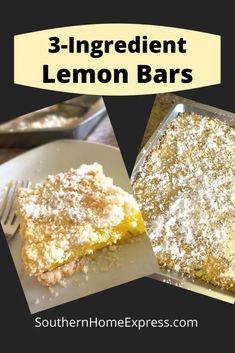 three ingredient lemon bars on a white plate