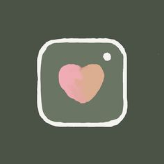 a pink heart on a green square with a white dot in the middle and black background