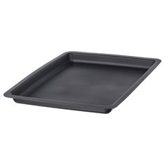 an empty black tray on a white background