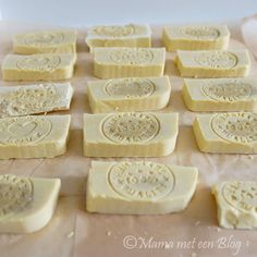 nine pieces of soap sitting on top of a table