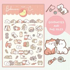 an image of stickers with cats and dogs on them, including the words godmotes and pig files