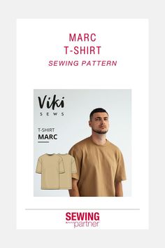 a man wearing a t - shirt sewing pattern with the text,'marc tshirt sewing pattern '