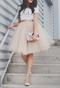 fashforfashion -♛ STYLE INSPIRATIONS♛ Etsy Pod, Diy Tulle Skirt, Tulle Skirts Outfit, Gonna In Tulle, Clothes Reference, Tulle Skirts, Tulle Tutu Skirt, Diy Skirt