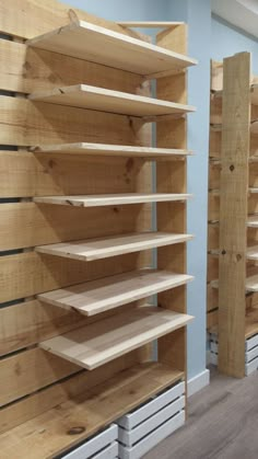 the shelves are made out of plywood boards