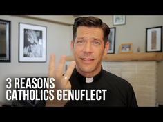 a man in a black shirt is holding his hand up with the words 3 reason catholic gen