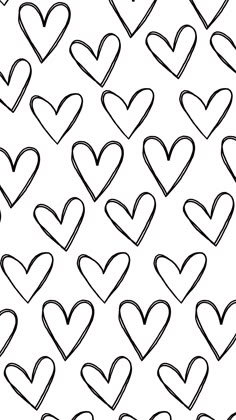 black and white hearts are drawn in the shape of heart shapes on a white background